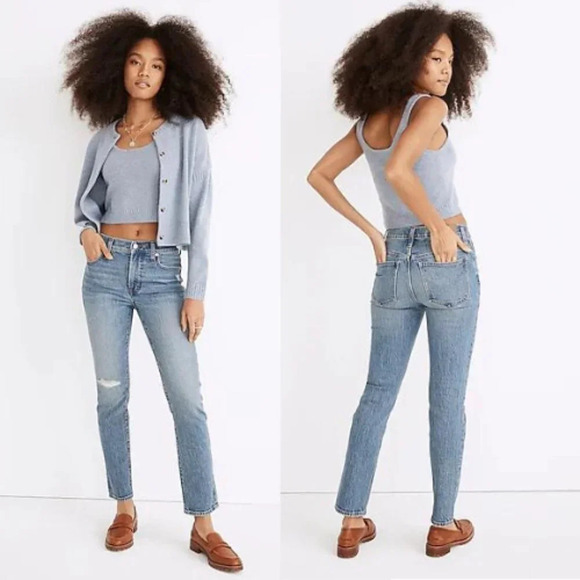 Madewell The Mid-Rise Perfect Vintage Jean Ainsdale Wash Knee-Rip 29088 - Picture 1 of 14